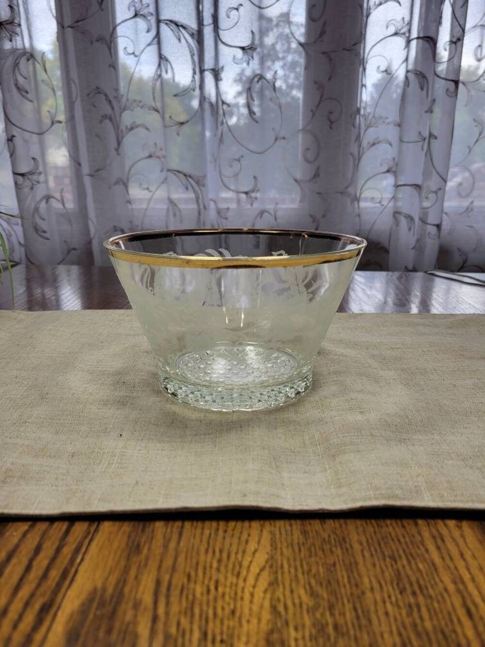 Vintage Bartlett Collins Frosted Glass Ice Bucket Golden Grapes Gold Rim